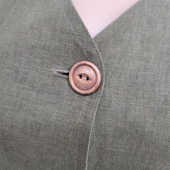 Stonebridge Vintage Green Linen Animal Print Safari Matching Set Blouse Trousers - Picture 9 of 15